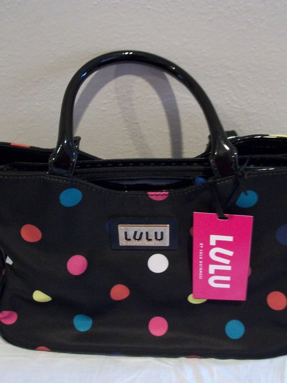 Lulu Guiness Polka Dot Tote Bag with Wristlet NWT 12 X 8.5